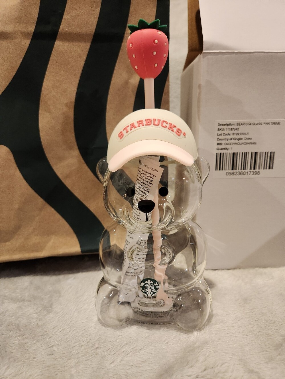 Starbucks Pink Barista July Drink Strawberry Glass Bear Cup Bearista 2026